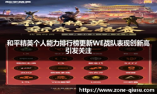 和平精英个人能力排行榜更新WE战队表现创新高引发关注